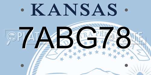 7ABG78 Kansas License Plate