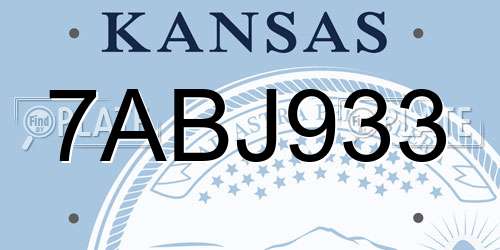 7ABJ933 Kansas License Plate