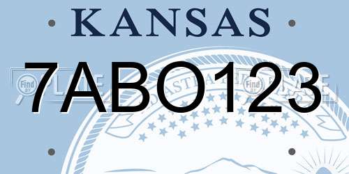 7ABO123 Kansas License Plate