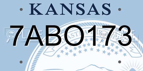 7ABO173 Kansas License Plate