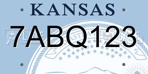 7ABQ123 Kansas License Plate