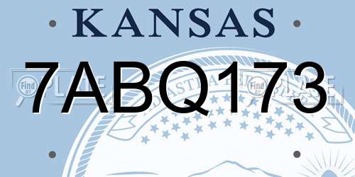 7ABQ173 Kansas License Plate
