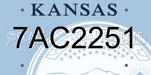 7AC2251 Kansas License Plate