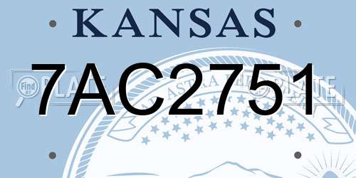 7AC2751 Kansas License Plate