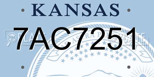 7AC7251 Kansas License Plate