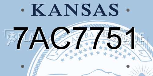 7AC7751 Kansas License Plate