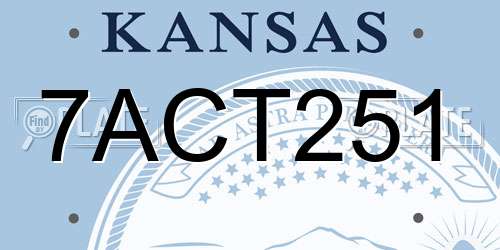 7ACT251 Kansas License Plate