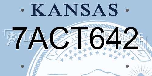 7ACT642 Kansas License Plate