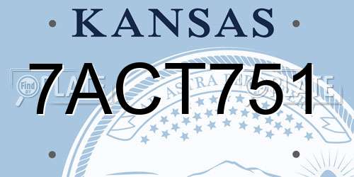 7ACT751 Kansas License Plate