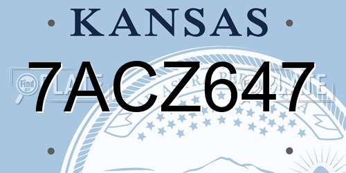 7ACZ647 Kansas License Plate