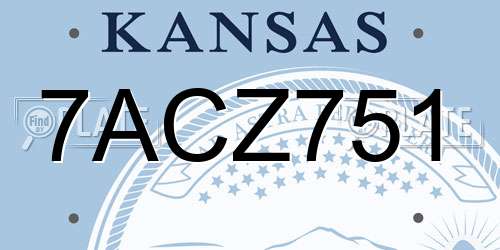 7ACZ751 Kansas License Plate
