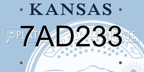 7AD233 Kansas License Plate