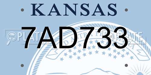 7AD733 Kansas License Plate