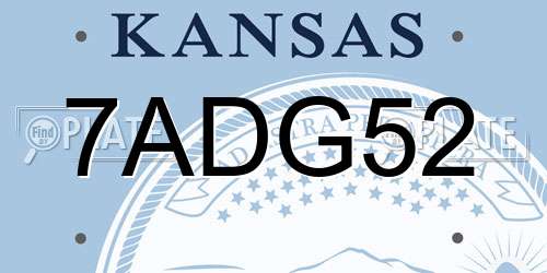 7ADG52 Kansas License Plate