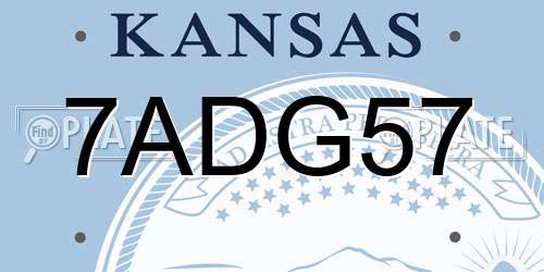 7ADG57 Kansas License Plate