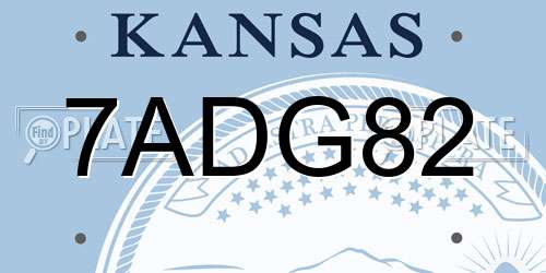 7ADG82 Kansas License Plate
