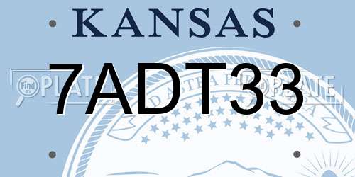 7ADT33 Kansas License Plate