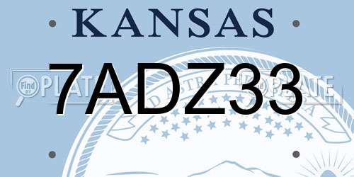7ADZ33 Kansas License Plate