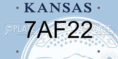7AF22 Kansas License Plate