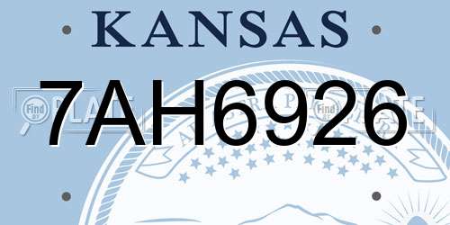 7AH6926 Kansas License Plate