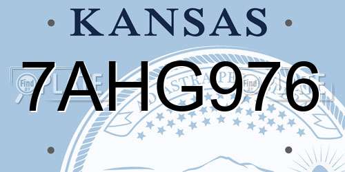 7AHG976 Kansas License Plate