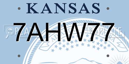 7AHW77 Kansas License Plate