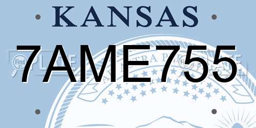 7AME755 Kansas License Plate
