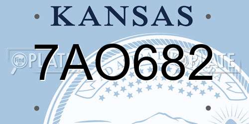 7AO682 Kansas License Plate