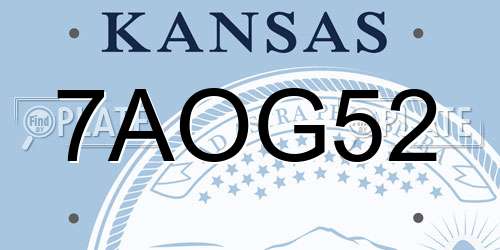 7AOG52 Kansas License Plate