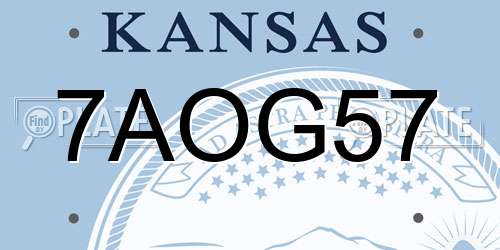 7AOG57 Kansas License Plate