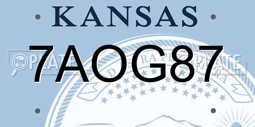 7AOG87 Kansas License Plate