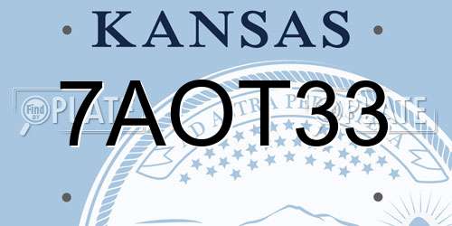 7AOT33 Kansas License Plate