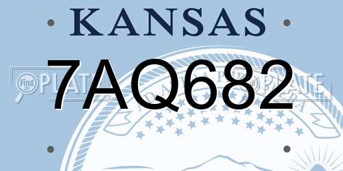 7AQ682 Kansas License Plate