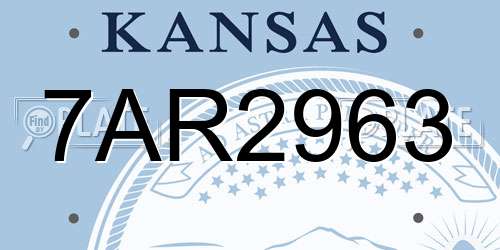 7AR2963 Kansas License Plate