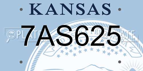 7AS625 Kansas License Plate