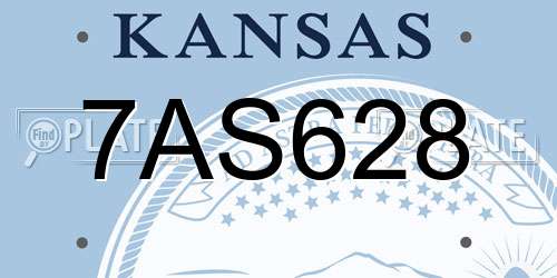 7AS628 Kansas License Plate