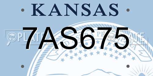 7AS675 Kansas License Plate