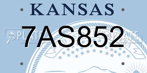 7AS852 Kansas License Plate