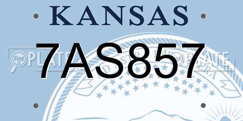 7AS857 Kansas License Plate