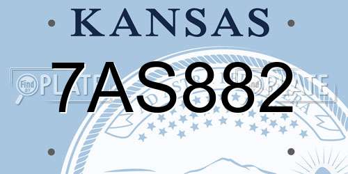 7AS882 Kansas License Plate