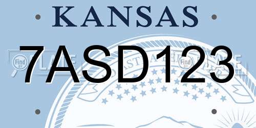 7ASD123 Kansas License Plate