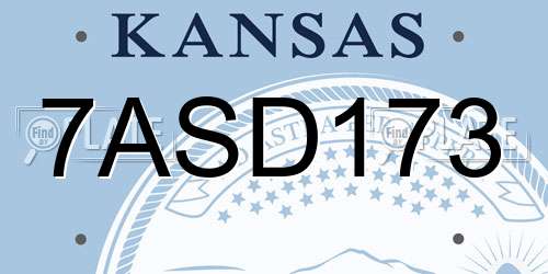 7ASD173 Kansas License Plate