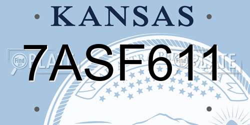 7ASF611 Kansas License Plate