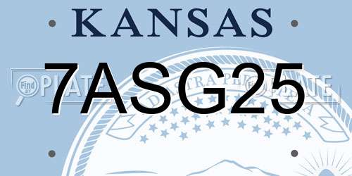 7ASG25 Kansas License Plate