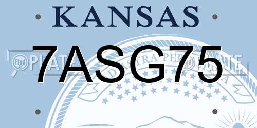 7ASG75 Kansas License Plate