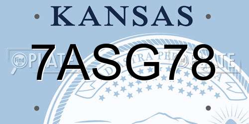 7ASG78 Kansas License Plate