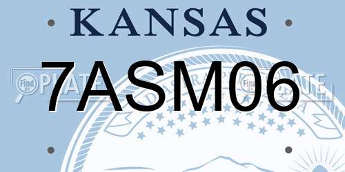 7ASM06 Kansas License Plate