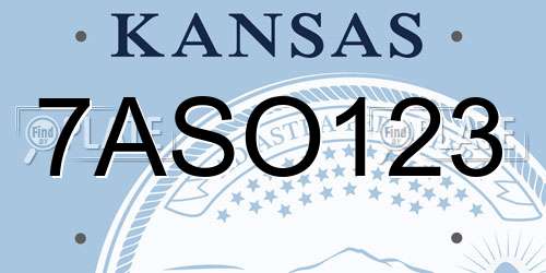 7ASO123 Kansas License Plate