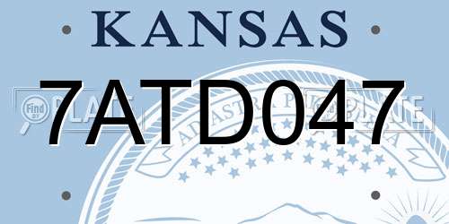 7ATD047 Kansas License Plate