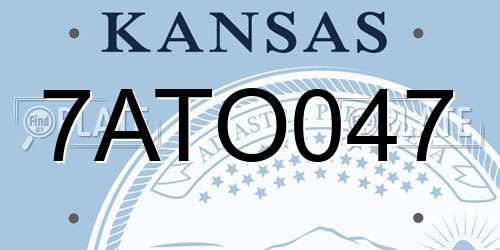 7ATO047 Kansas License Plate